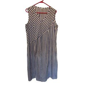 Modlily NWOT Tank Dress White Blue Stripe Linen Like Womans XXL